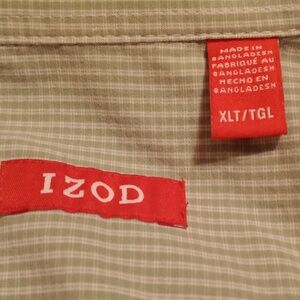 Izod Green and White Check Men's Button Down, size XL Tall, Excellent Condition